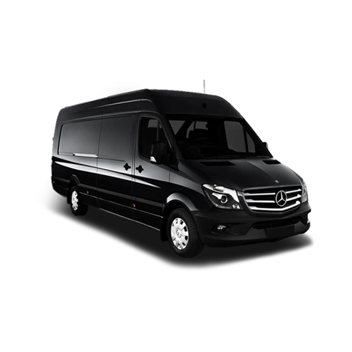 Luxury Mercedes-Benz Sprinter van, ideal for group travel, seating 10, 12, or 15 passengers with premium comfort and spacious interior