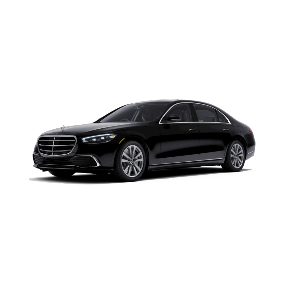 Text: Benz S Class Chauffeured Vehicle - Luxury Sedan for Premium Travel