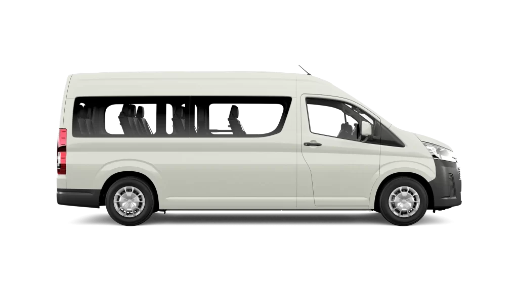 Toyota Commuter Van with seating for 10 passengers, providing spacious and comfortable group transportation.