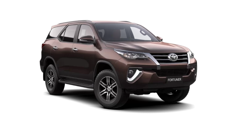 Toyota Fortuner chauffeured vehicle offering comfortable seating for up to 5 passengers, ideal for business, leisure, and off-road travel.