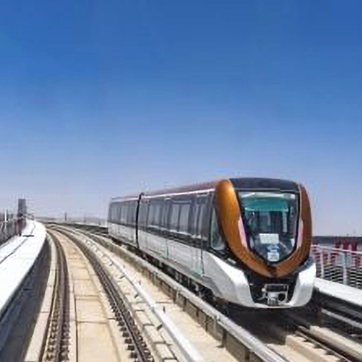 Riyadh Metro train at a modern station, symbolizing advanced urban transportation in Saudi Arabia