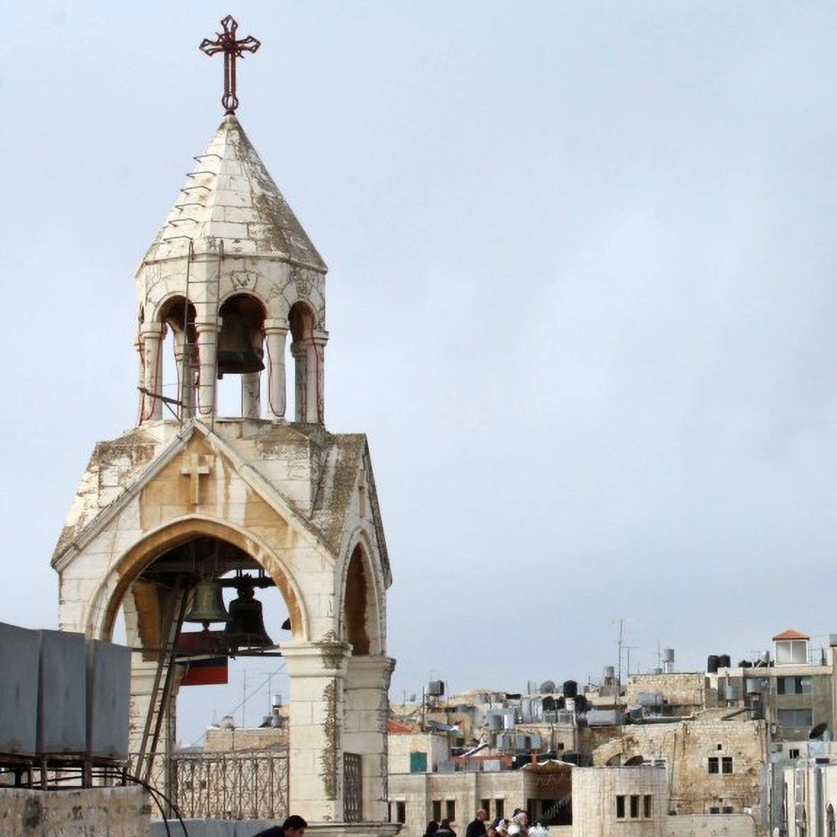 Exterior view of the Church of the Nativity in Bethlehem, a UNESCO World Heritage Site