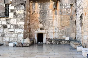 The Door of Humility, a small and low entrance to the Church of the Nativity