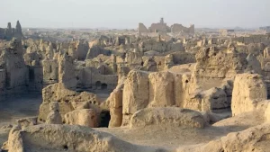 Ruins of the ancient city of Gaochang, a vital oasis along the Silk Road in Xinjiang, China, once visited by Xuanzang