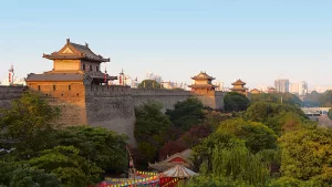 The ancient city wall of Xi’an, a well-preserved fortification from the Tang Dynasty