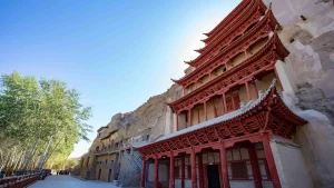 The Mogao Caves in Dunhuang, a UNESCO World Heritage Site with ancient Buddhist murals and sculptures