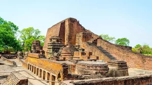 The ruins of Nalanda University, an ancient Buddhist learning center in India, once visited by Xuanzang