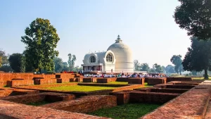 The Mahaparinirvana Temple in Kushinagar, India, marking the site of Buddha's passing